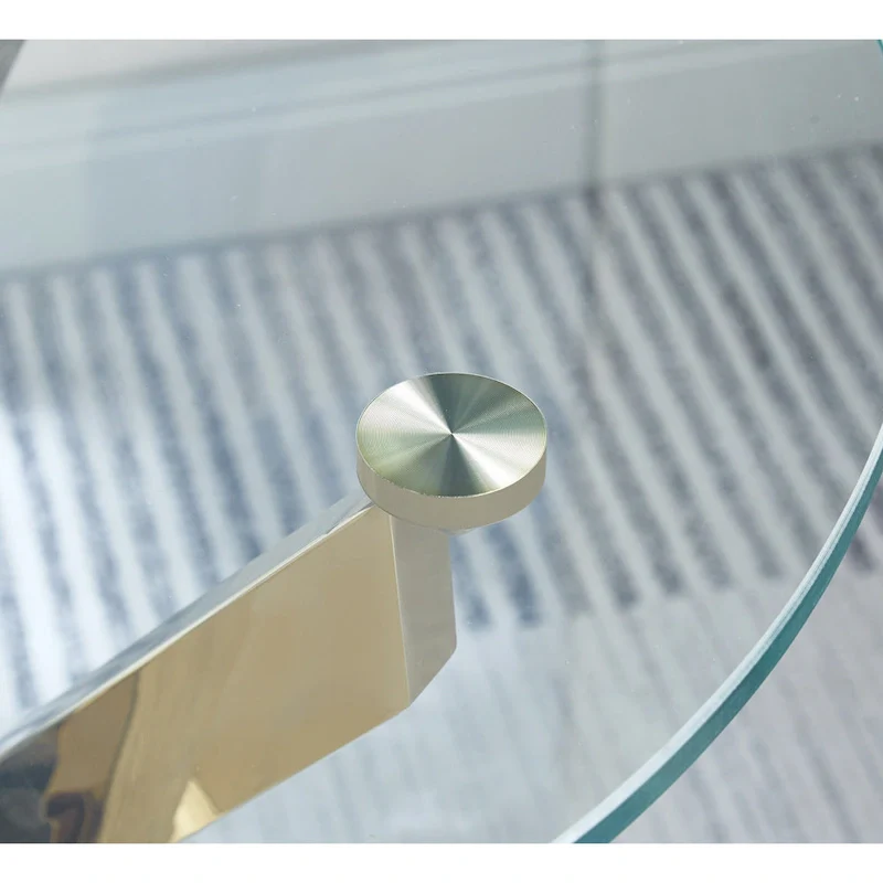Modern Round Tempered Glass End Table with Stainless Steel Legs