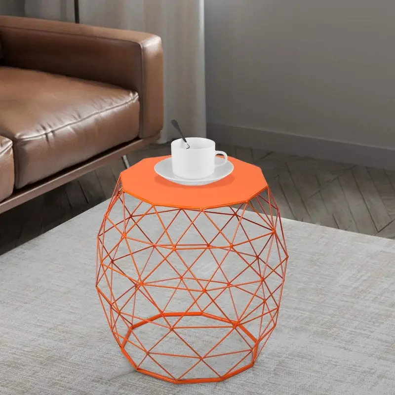 Adeco Accents Geometric Iron Side Table