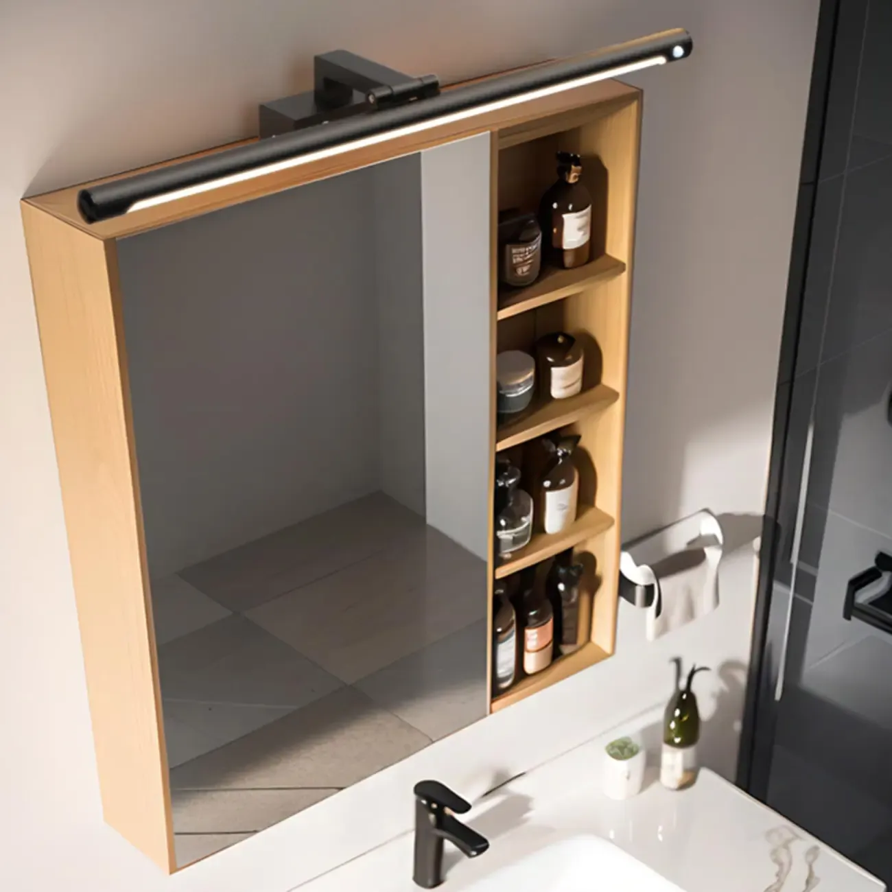 Modern Black Sleek Tubular LED Vanity Light