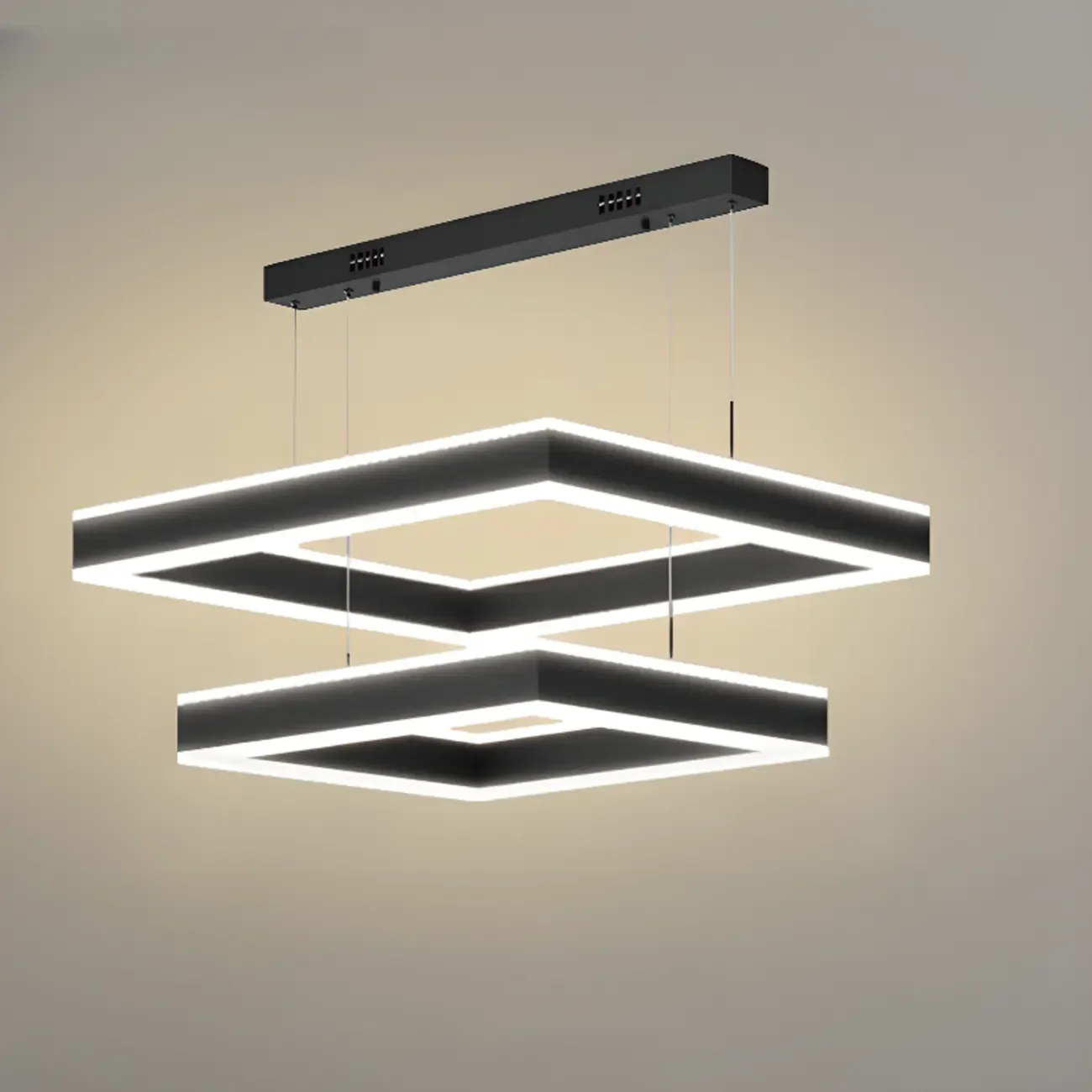 Modern 3-Tier Linear Square Dimmable LED Chandelier