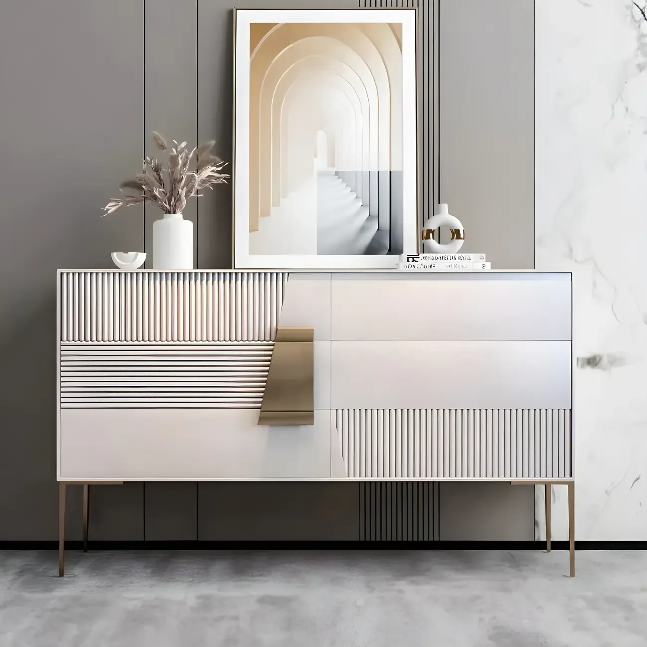 Elegant Espresso Wood Buffet Table with Drawers