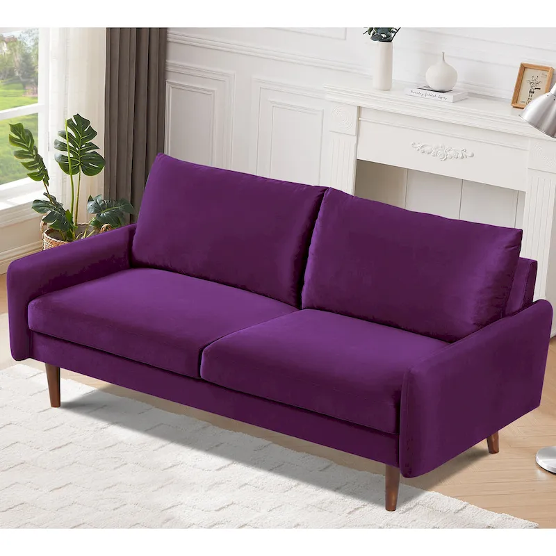 US Pride Furnitirue 70W Tapered-Leg Velvet Sofa