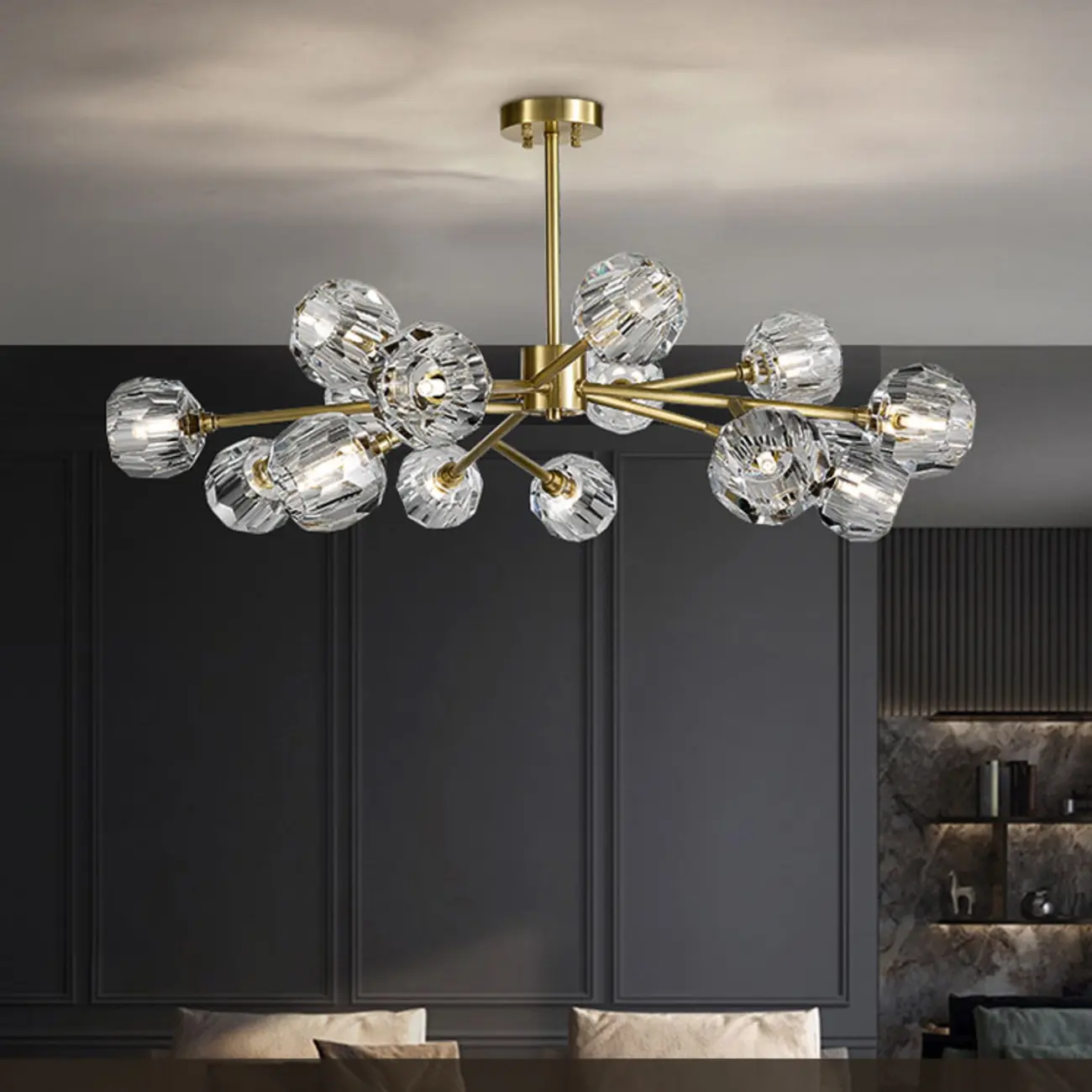 Modern Gold Globe Crystal Sputnik Chandelier