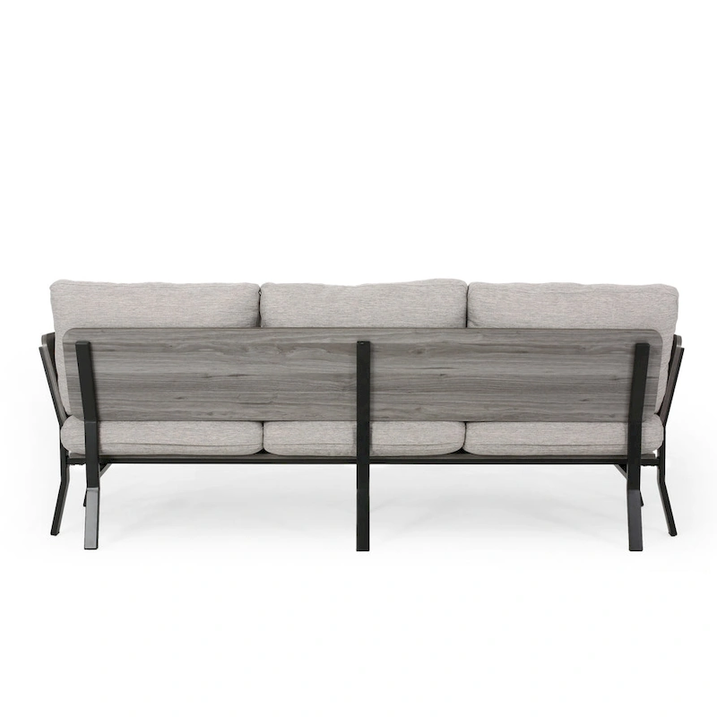 Modern 80.25 3-Seater Sofa with Flared Arms, Pillows, and Wood Legs