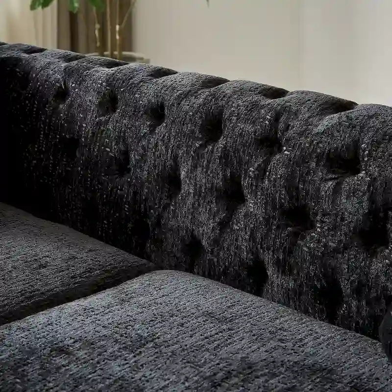 Chenille Tufted Upholstered 3-seater Sofa with Metal Legs