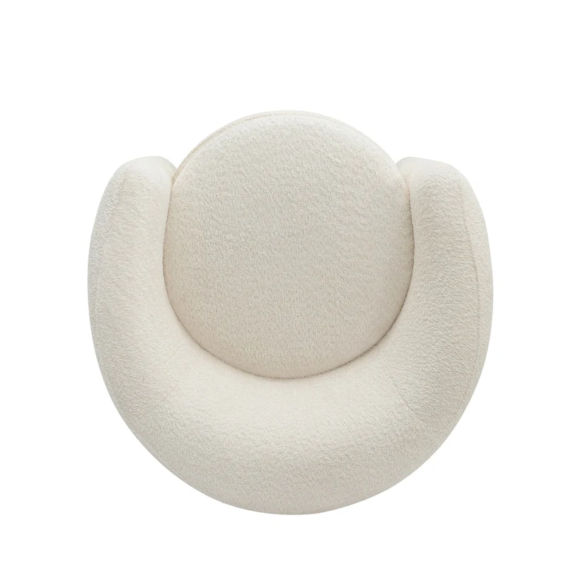 Boucle Upholstered Accent Chair with Curved Back, Plush Seating and No Assembly Required