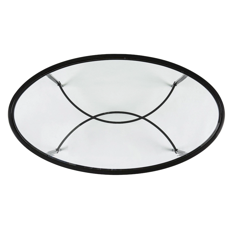 HomeRoots 45 Clear and Black Glass and Metal Oval Coffee Table - 19 H x 45 W x 25 D