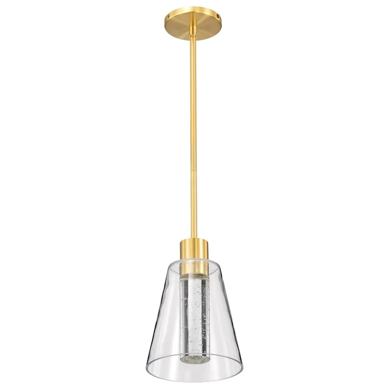 Aura 7 Inch LED Pendant Brushed Brass K9 Bubble Crystal 3000K CCT - Brushed Brass