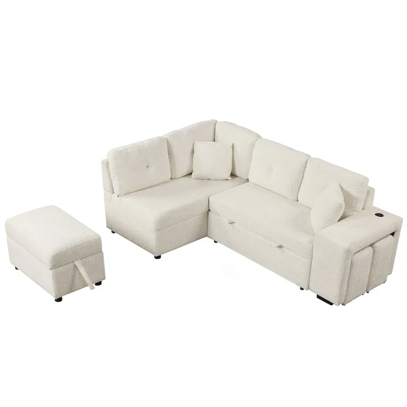 87.7 Convertible Sectional Pull Out Sofa Bed