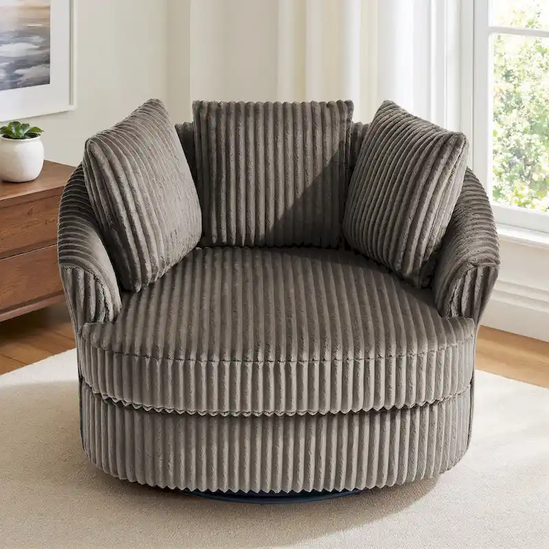 Swivel Tub Chair With Integrated Armrests And Removable, Washable Cover