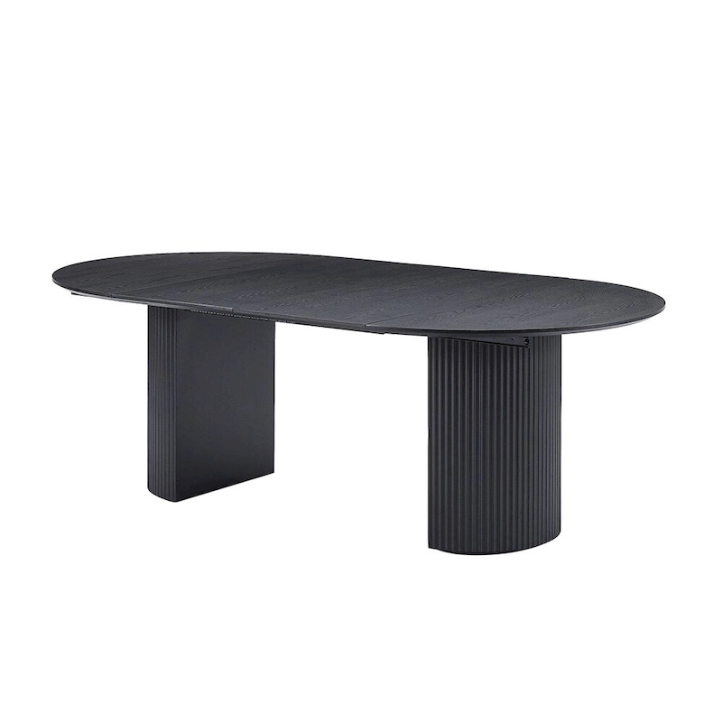 Solid Top Kitchen Oval Expandable Dining Table - N/A