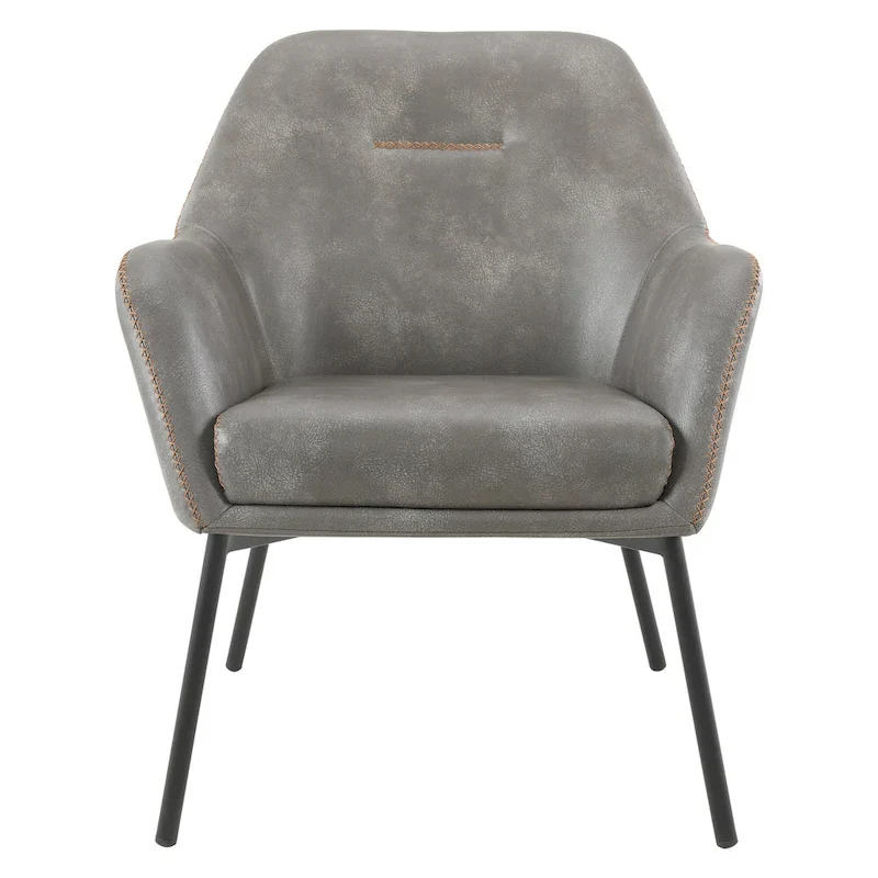 Brooks Accent Chair in Faux Leather with Stitch and Black Legs