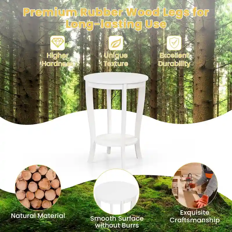 Costway 2 PCS 2-Tier End Table 18 Round Compact Sofa Side Nightstand - See Details