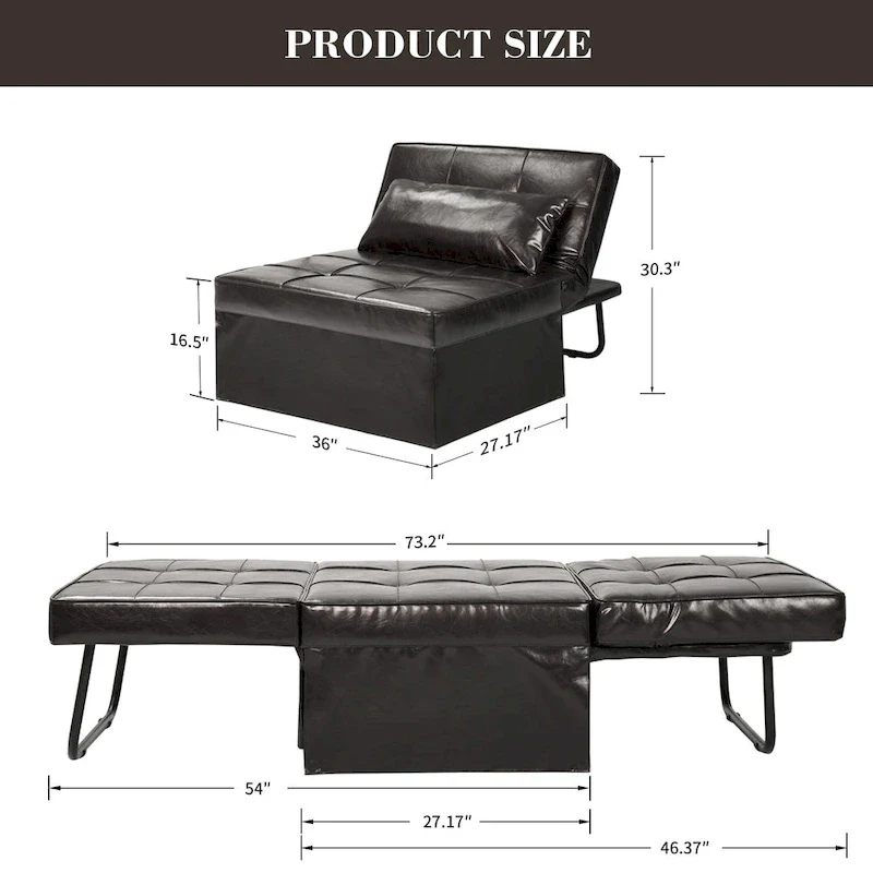 4-1 Adjustable Sleeper Sofa Chair with Ottoman, Sofa Bed ,Couch Bed