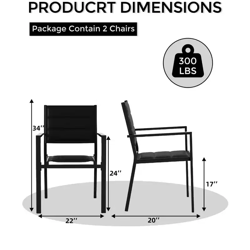 GustoWave 4-Pack Stackable Armchairs, Aluminum Outdoor Dining Chairs with Thick Padded Seats, Garden Stacking Chairs with Armrests