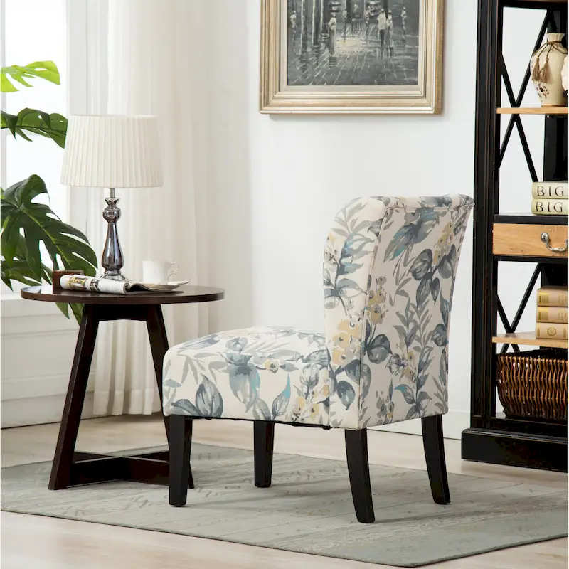 Blue Leaves 29.13 Upholstered Accent Chair