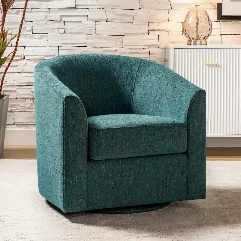 Cuenca Modern Upholstered Barrel Chair with Swivel Base