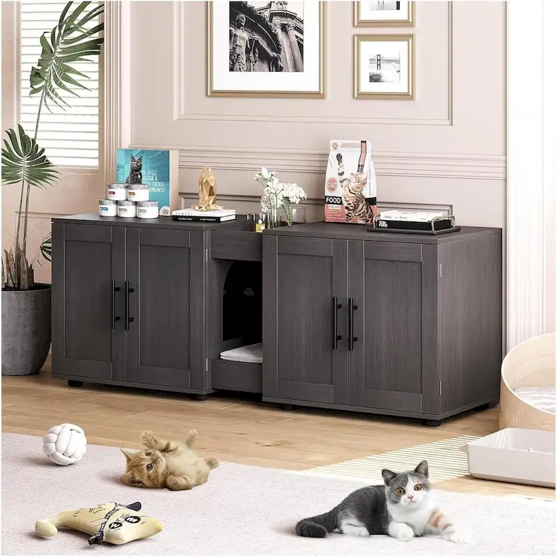 Intimate Double-Room Cat Litter Cabinet Furniture