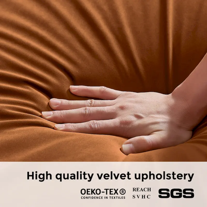 VANOMi 31 Wide Futuristic Velvet Armchair With Glossy Gold Frame Cylindrical Backrest