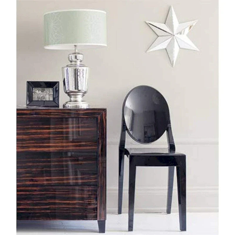 Stackable Mid Century Modern Crystal Clear Side Chairs Dining Living Room Transparent No Arms Accent Desk