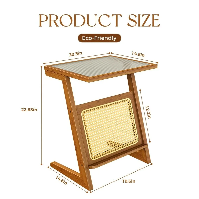 Z Shape Mid Century Modern End Table - 14D x 18W x 22H
