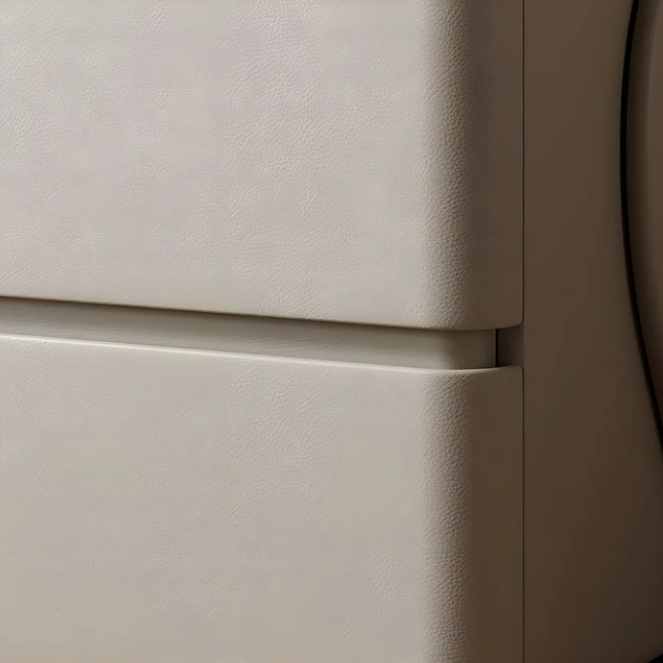 Modern Stone Top Leather Pine 2-Drawer Nightstand