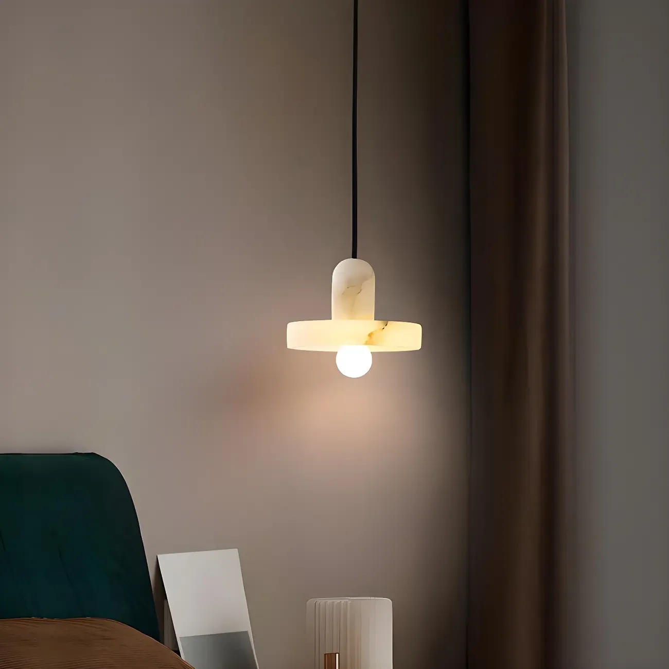 Modern Pendant Chandelier with White Agate Shade