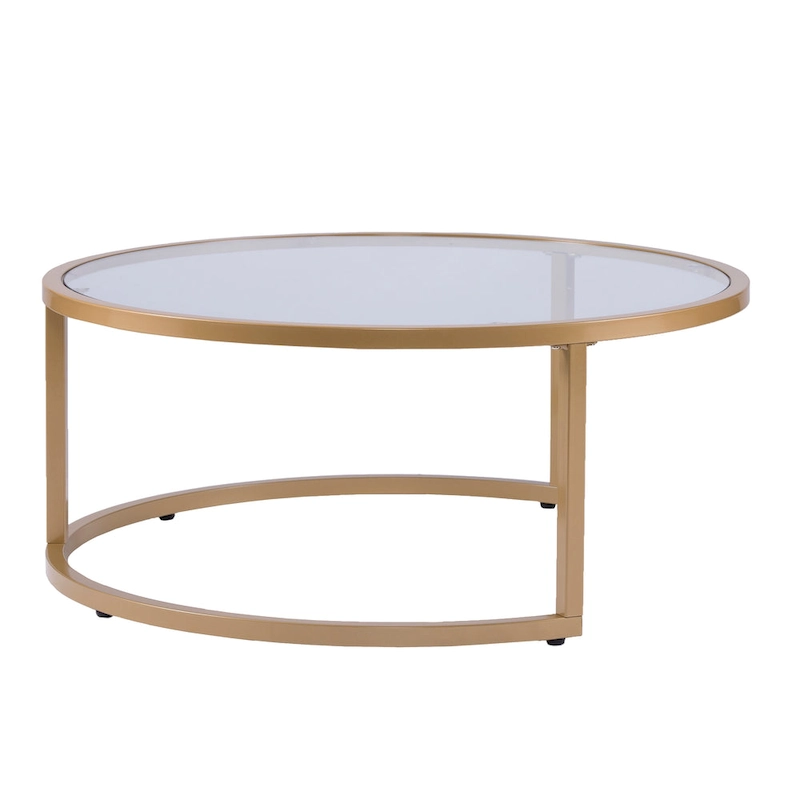 SEI Furniture Grant Round Gold Nesting Coffee Table - Set of 2