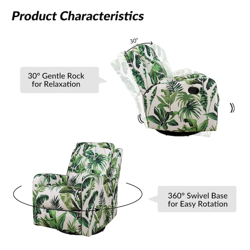 Manual Swivel Recliner with Tufted Back Set of 2