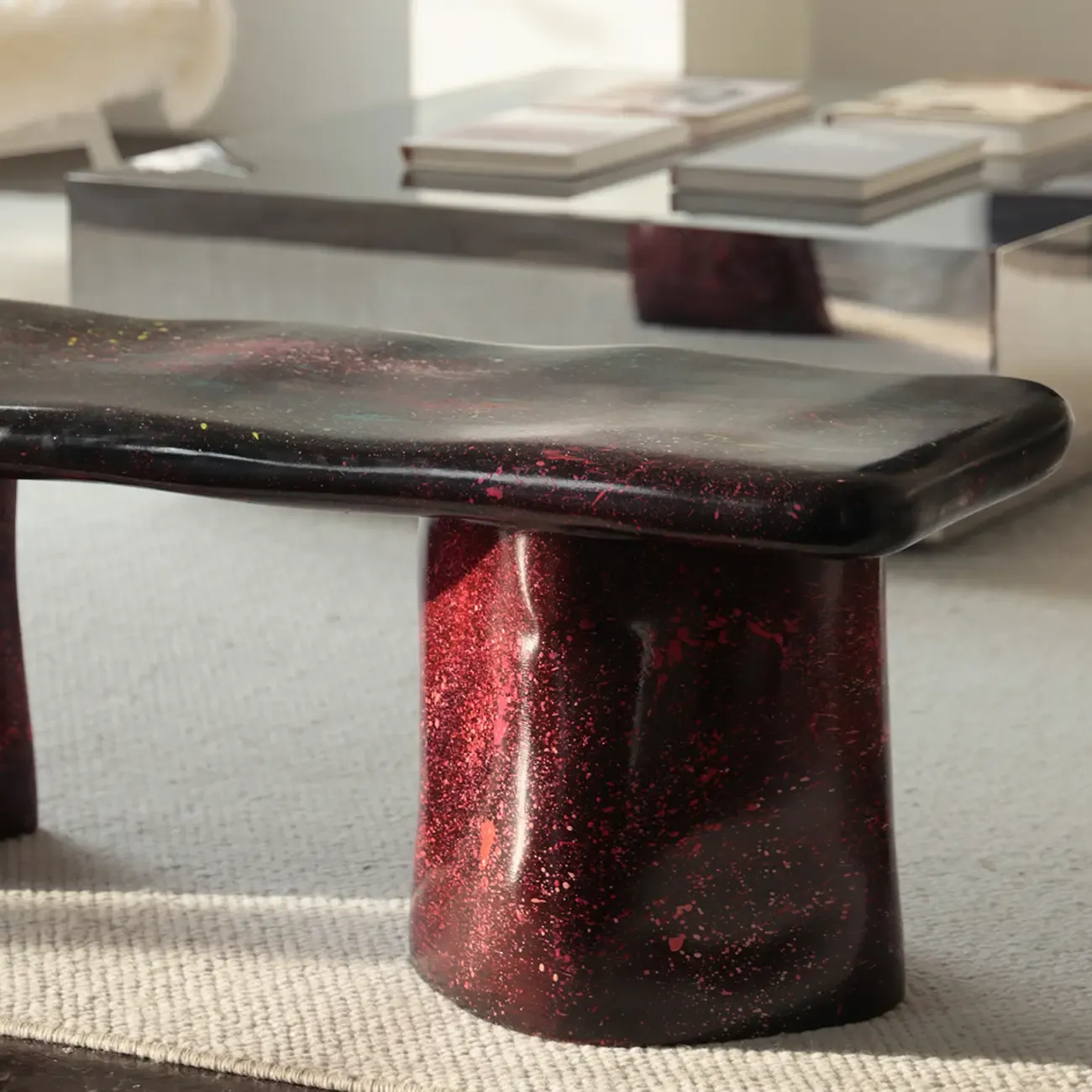 Modern Abstract Fiberglass Entryway Bench