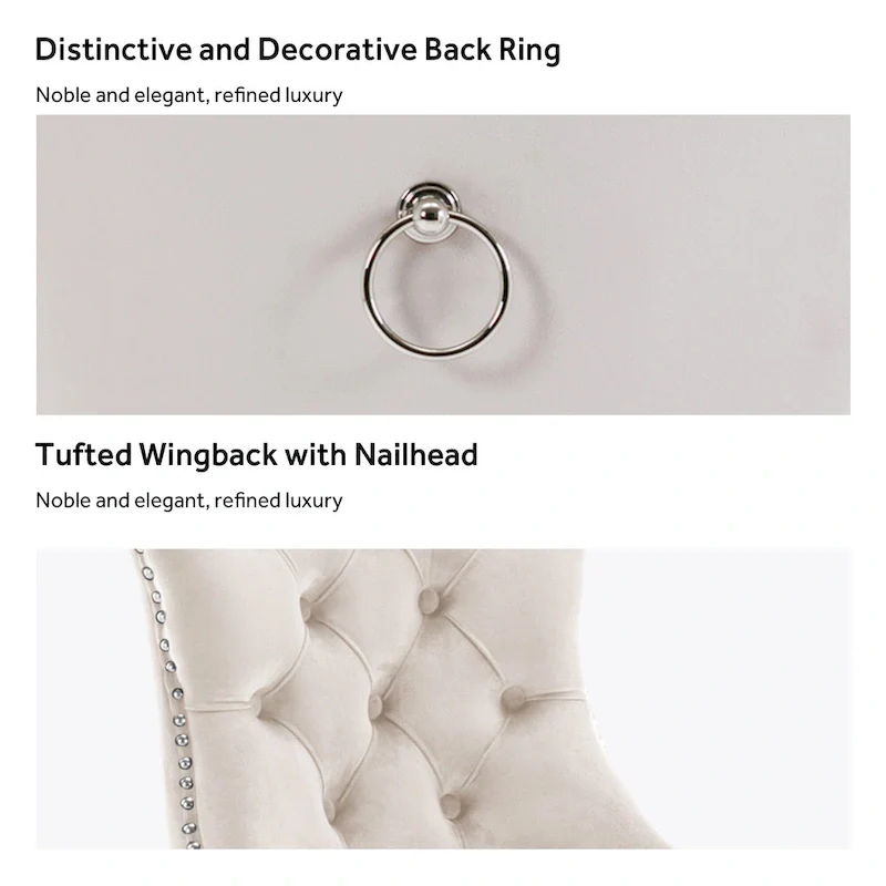 Upholstered Tufted Velvet Dining Chair with Solid Wood Legs Set of 6