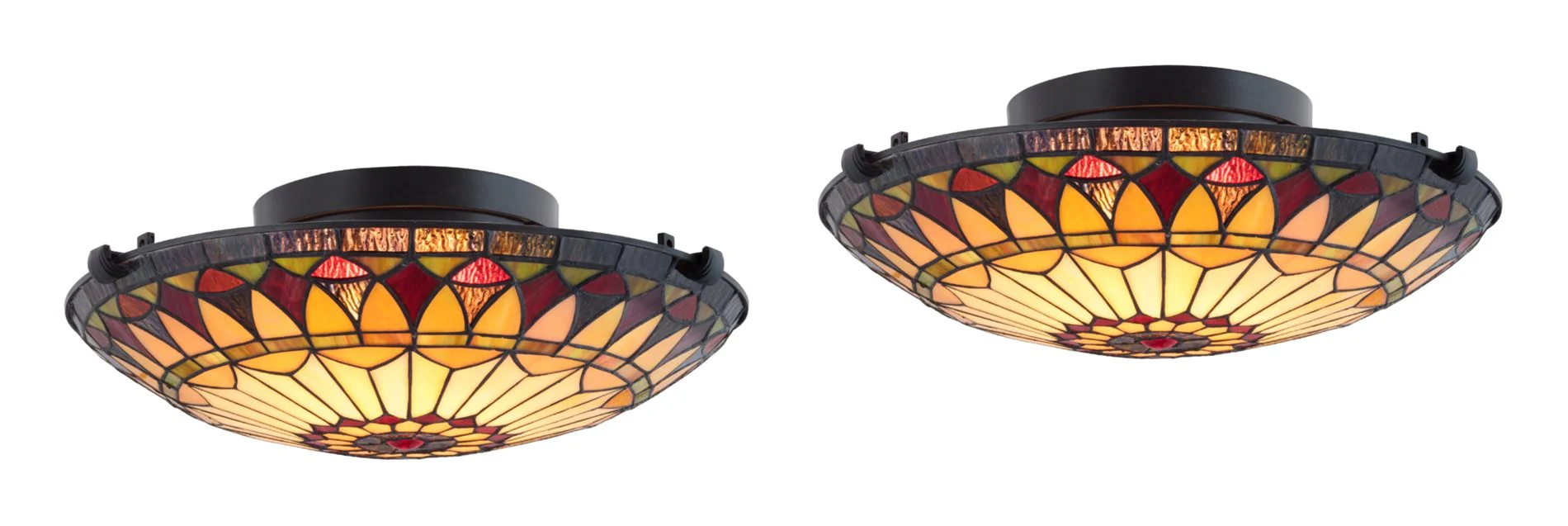 Mateo 16 2-Light Tiffany Glass Flush Mount Ceiling Light