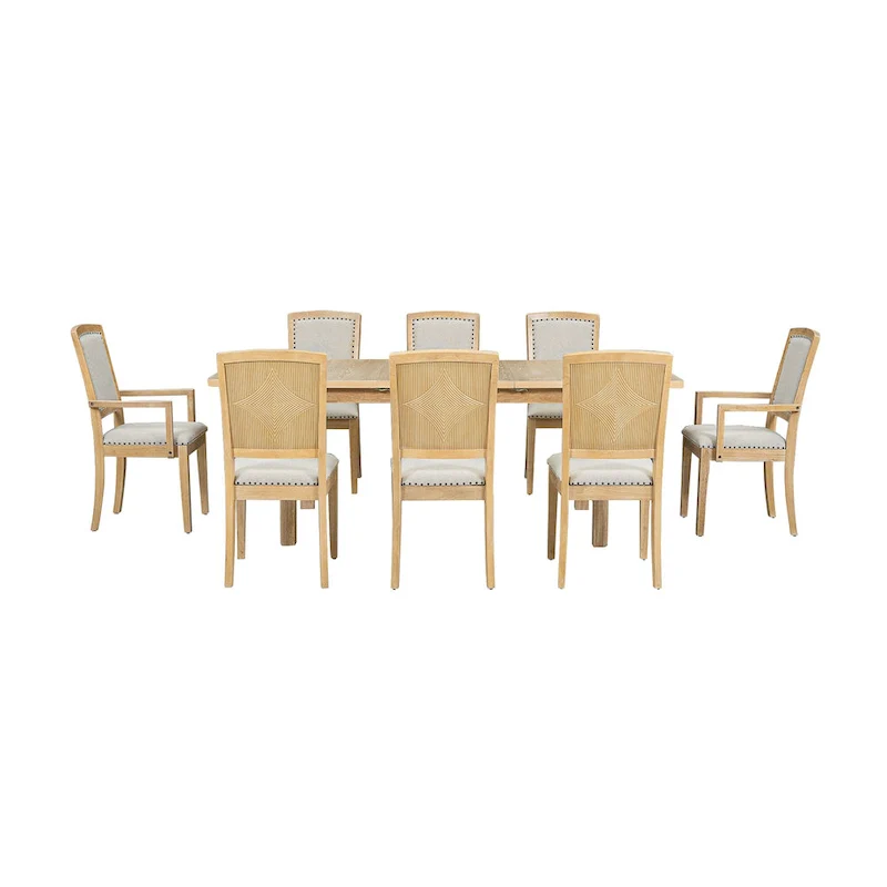 7-Piece Wooden Dining Table Set with Extendable Table & 6 Chairs