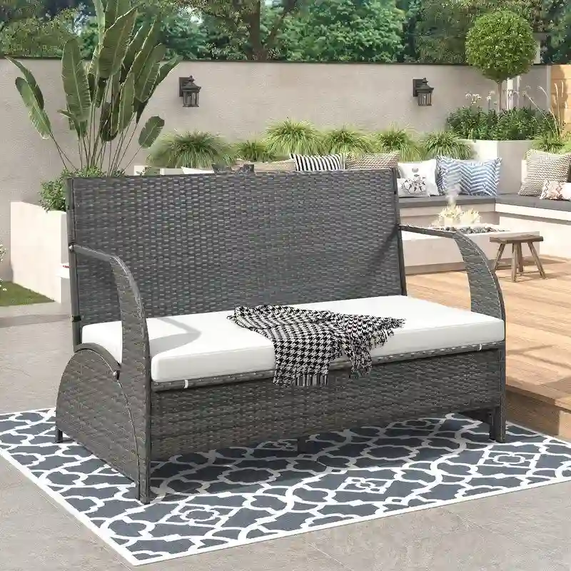 Outdoor Garden Loveseat and Convertible to Dining Table Set
