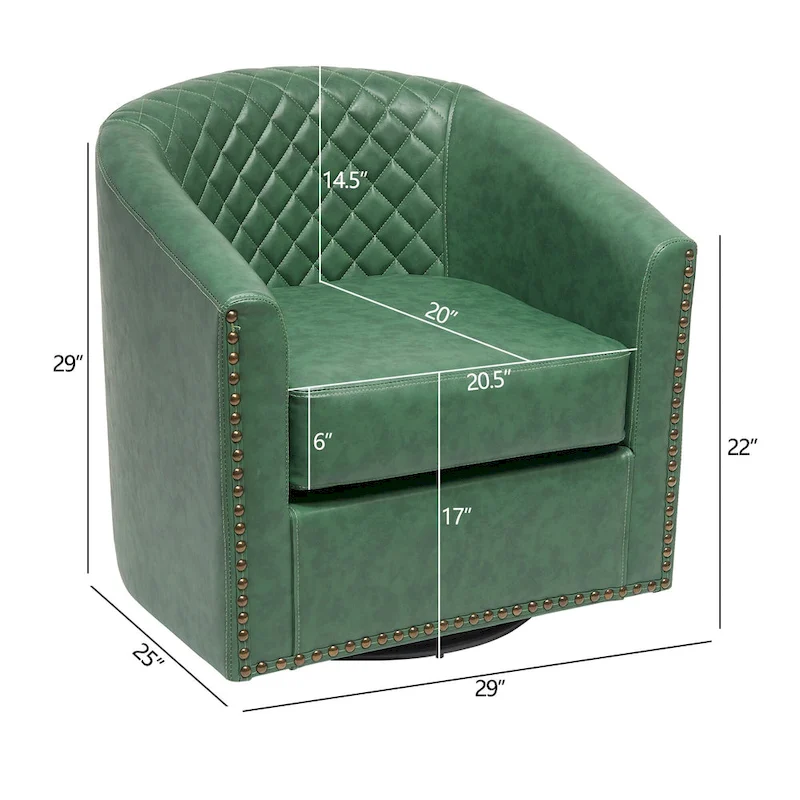 KINWELL 29 Wide Tufted PU Leather Swivel Barrel Chair (Set of 2)