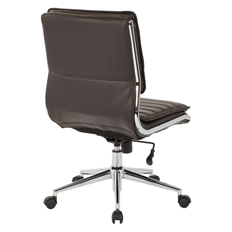 Armless Mid Back Professional Managers Faux Leather Chair with Chrome Base