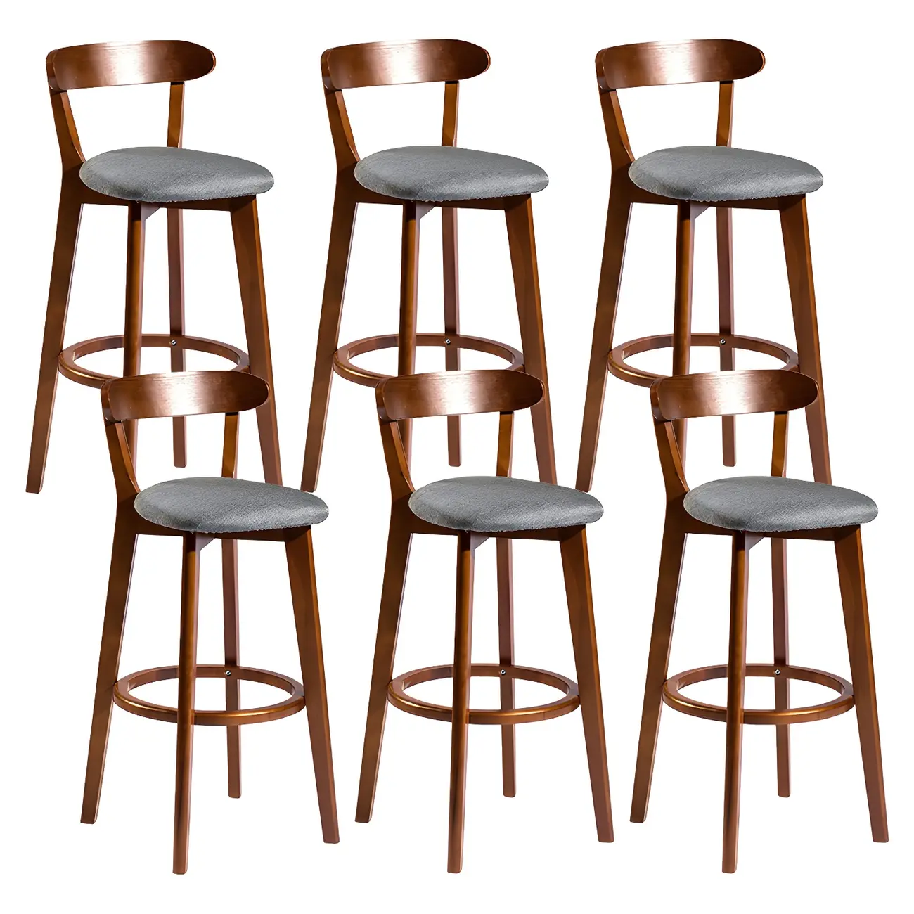 Wooden Upholstered Low Back Bar Height Stools Set of 2