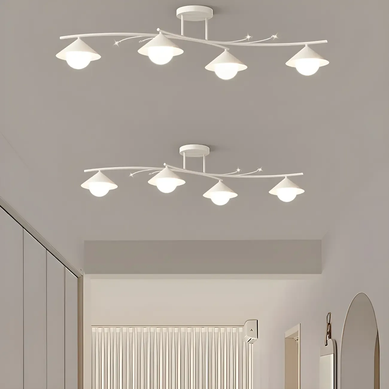 Sleek Modern White Metal Island Pendant Light