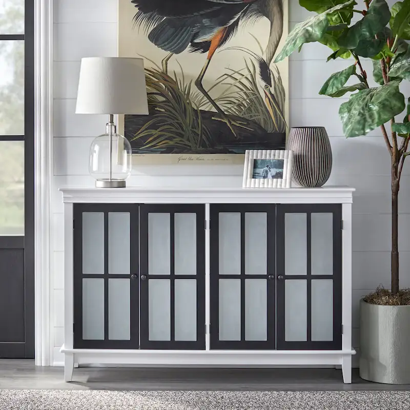 Simple Living Hampshire Frosted Glass Farmhouse Buffet/Sideboard
