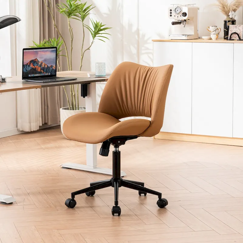 Swivel Armless Ergonomic Office Chair with Wheels