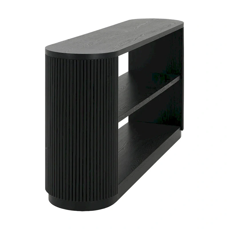 Modern Entryway Table (with Open Shelving and Elegant Wood Grain Design)