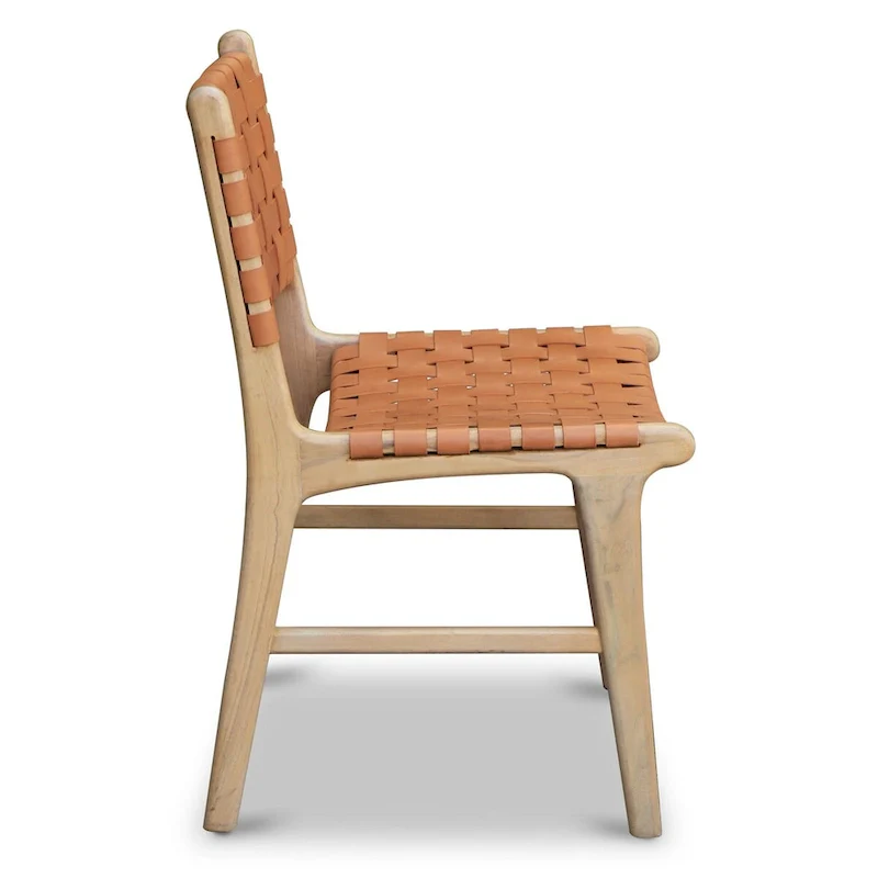 Banda Teak & Leather Dining Chair - Solid Teak Wood Frame