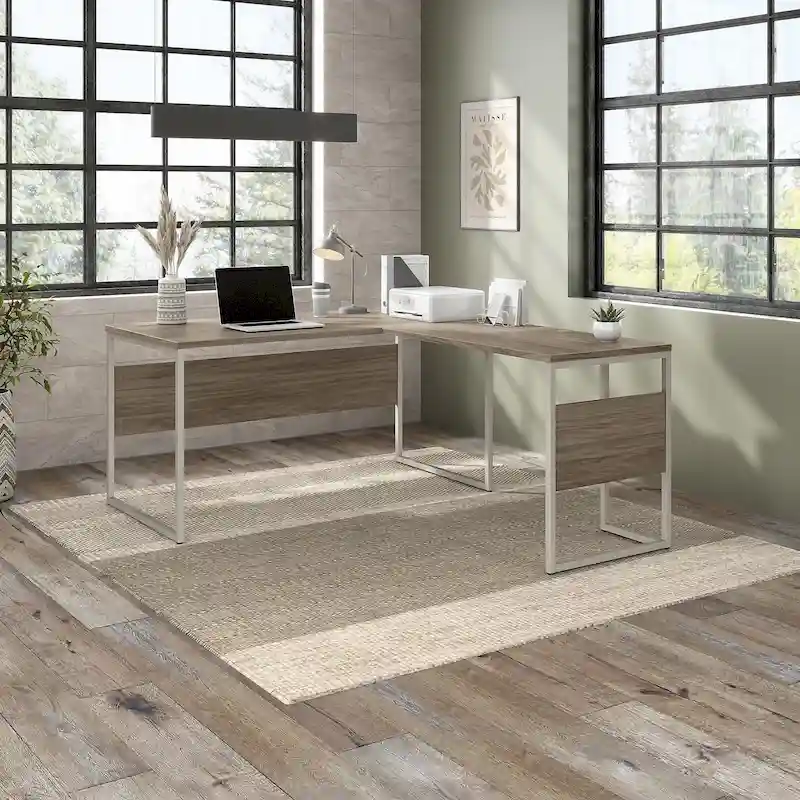 60W x 30D L-Shaped Table Desk with Metal Legs