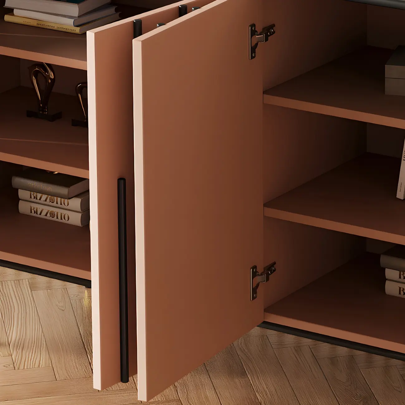 Unique Glam Wooden Sideboard Cabinet in Green/Brown