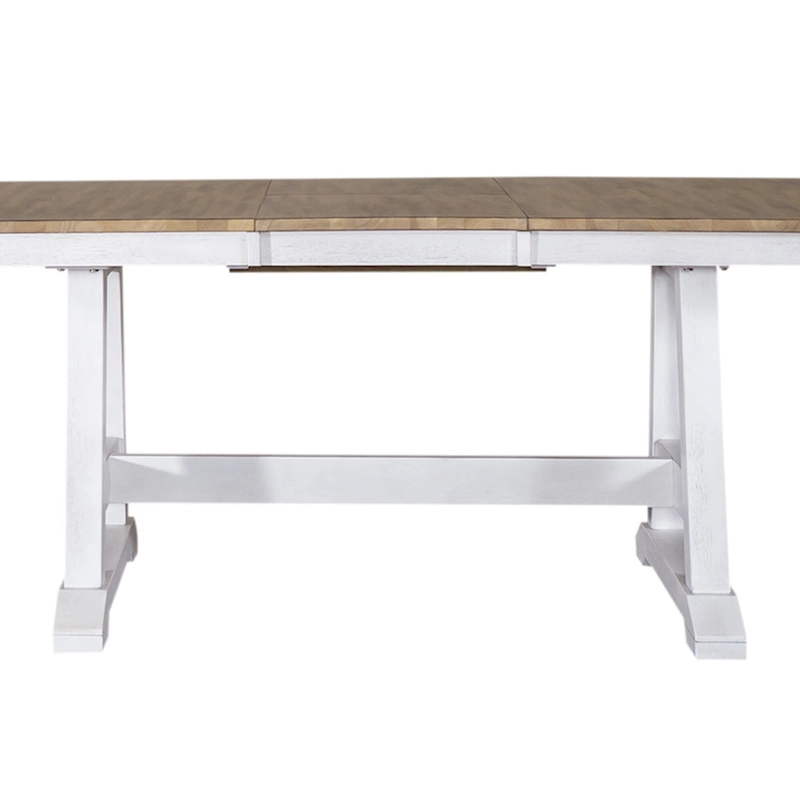 Lindsey Farm Weathered White & Sandstone 7 Piece Trestle Table Set