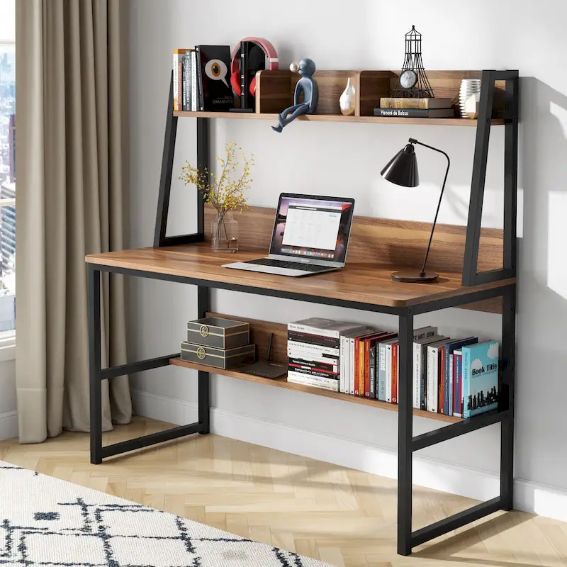 47 Inch Modern Computer Desk with Hutch and Bookshelf