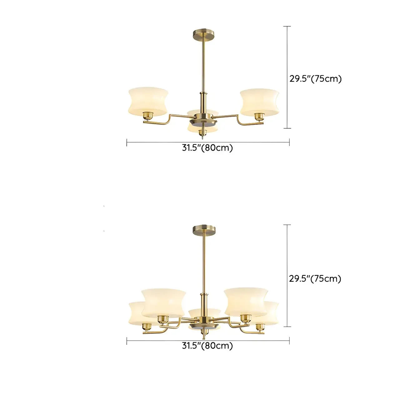 Modern Elegant 3-5 Lights Beige Glass Large Chandelier