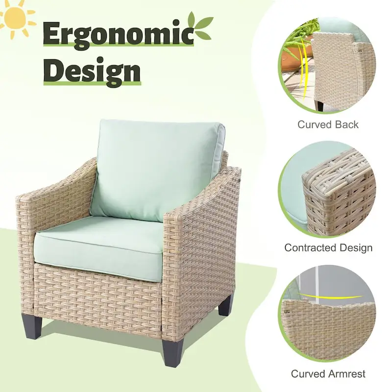 HOOOWOOO 8-piece Wicker Patio Furniture Conversation Sofa Set