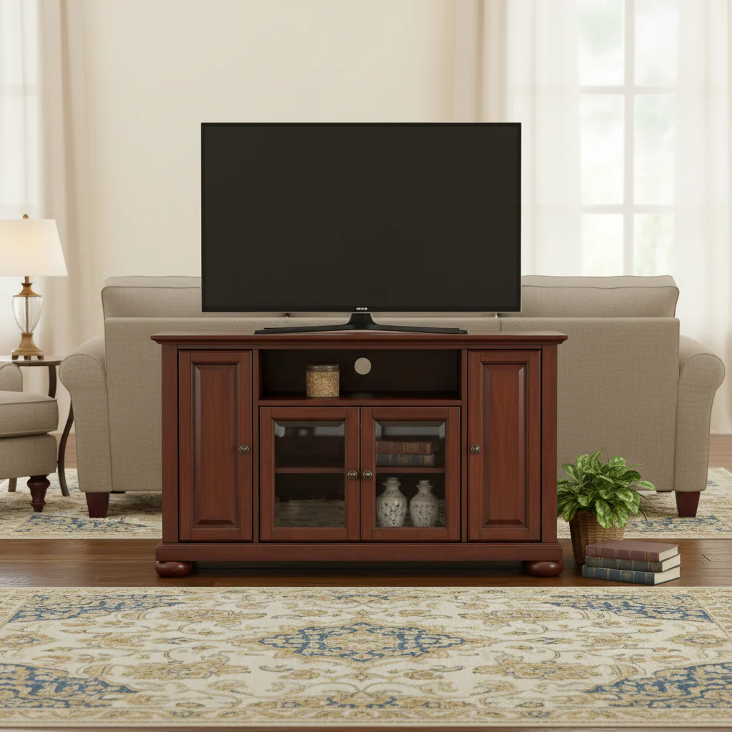 48 Corner TV Stand in Vintage Mahogany