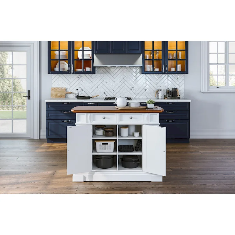 Copper Grove Cannington White Distressed Oak Kitchen Island